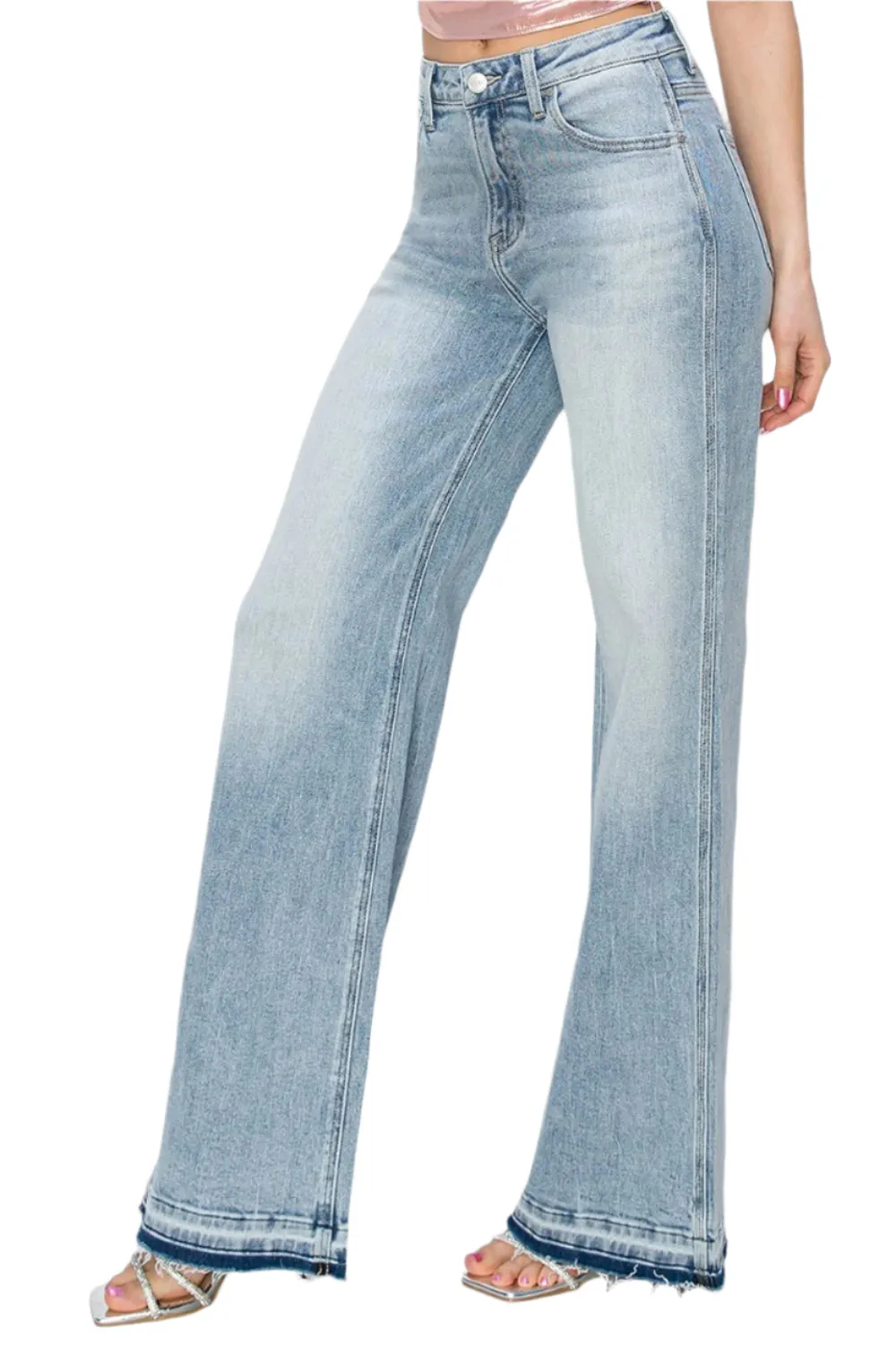 Risen Full Size High Rise Wide Leg Jeans