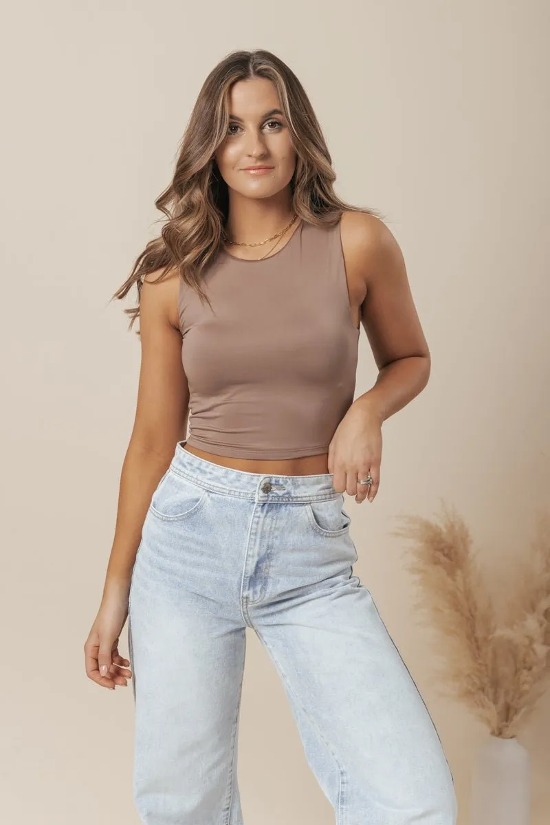 Round Neck Cropped Tank Top - DOORBUSTER