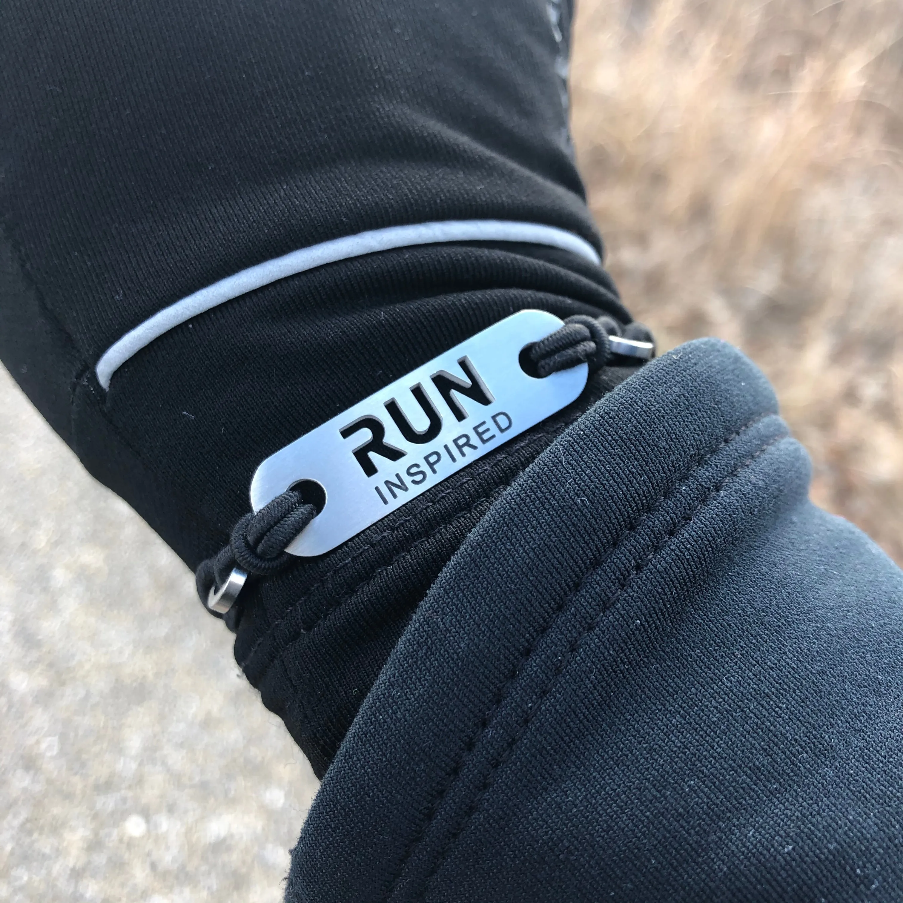 RUN INSPIRED Running Bracelet - Adjustable Pink or Black Stretch