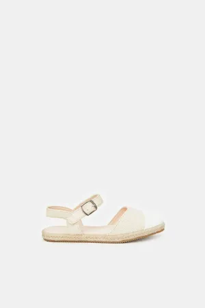 Senior Girls Cream Textured Espadrille