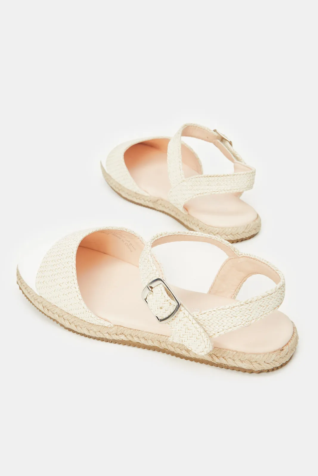 Senior Girls Cream Textured Espadrille