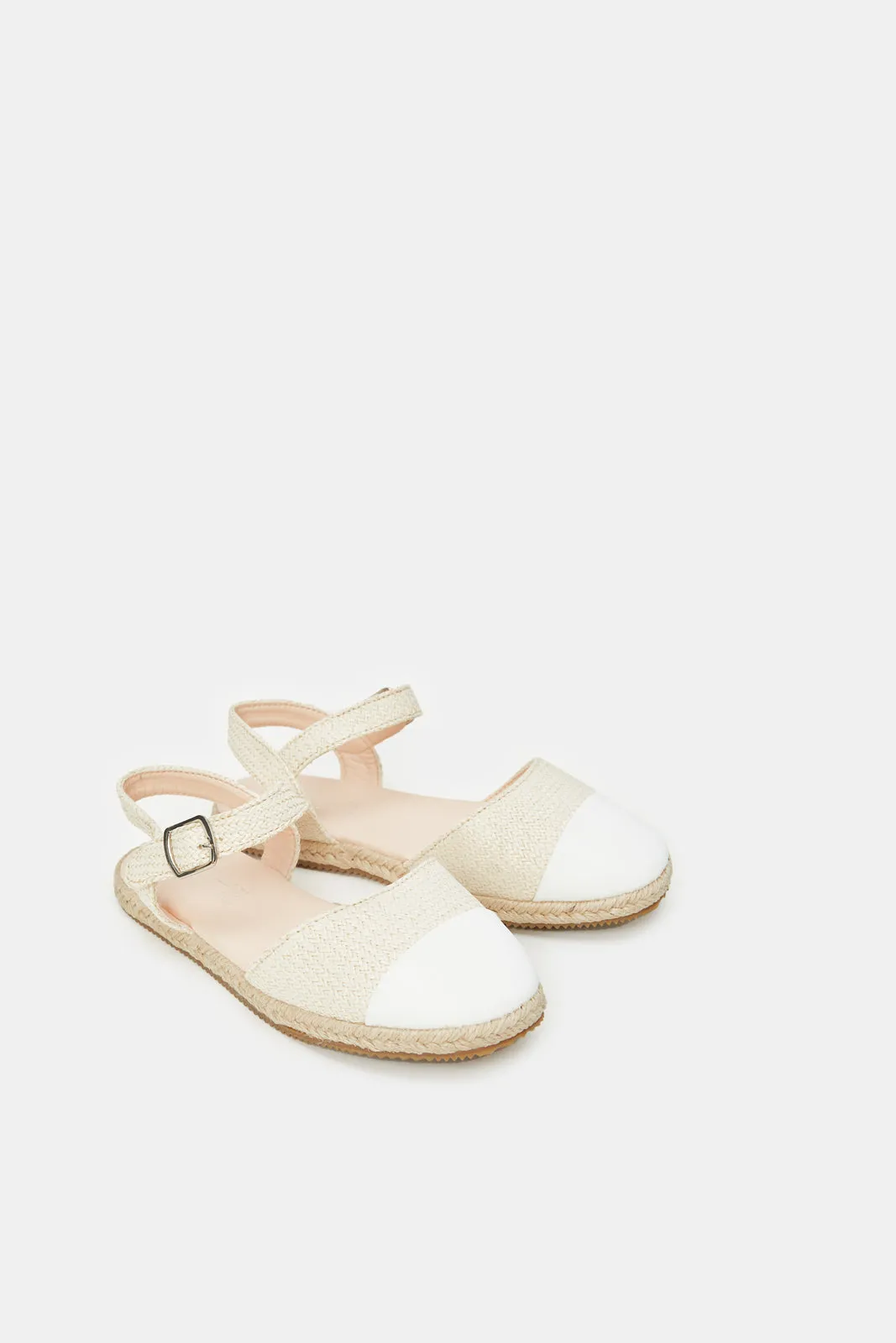 Senior Girls Cream Textured Espadrille