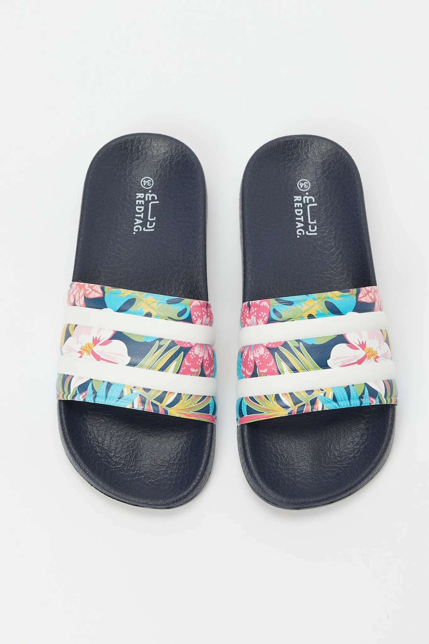 Senior Girls Navy Floral Print Slide