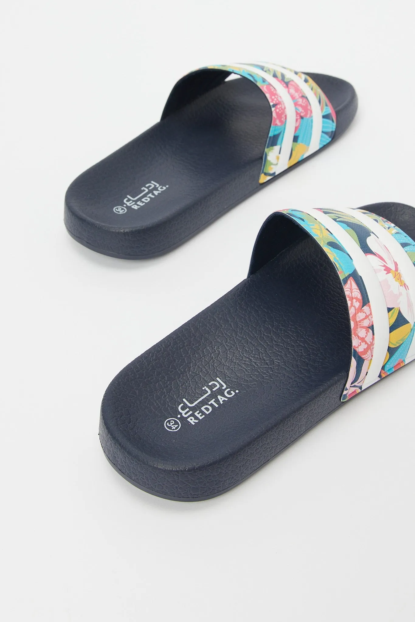 Senior Girls Navy Floral Print Slide