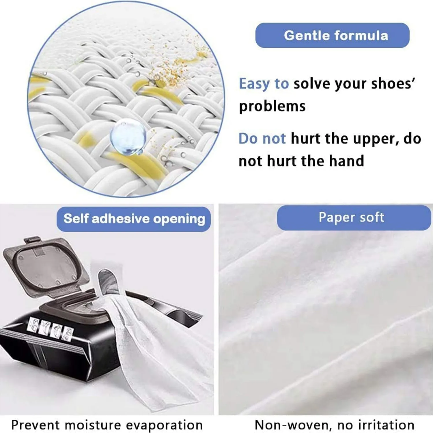 Shoe Cleaning Wet Wipes Fast Scrubbing Shoes Cleaning Tissue, Sneakers Non-Woven Detergent Quick Wipes Disposable Travel Portable Removes Dirt, Stains(1 Set 80 Pcs & 30 Pcs )