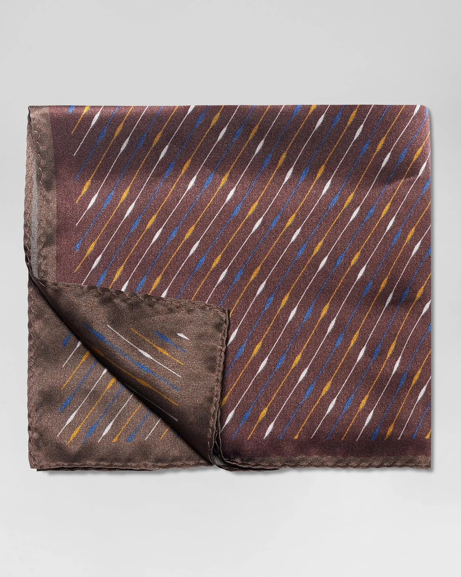 Silk Tobacco Brown Printed Pocket Square - Rondel