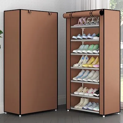 Simple Non-woven Cloth Fabric Dustproof Shoe Rack Folding Assembly Metal Shoe Rack Home Shoe Organizer Cabinet