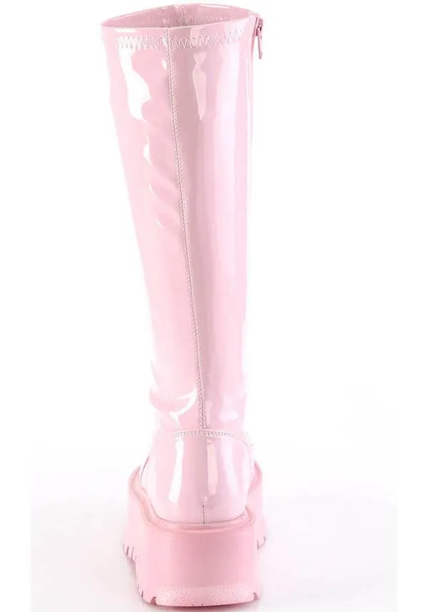 SLACKER-200 [B. Pink Holo Patent] | PLATFORM BOOTS [PREORDER]