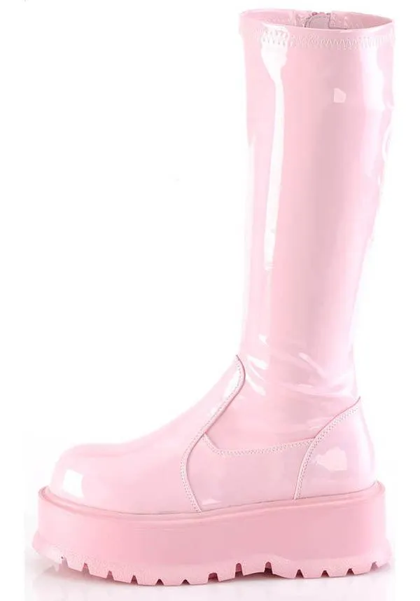 SLACKER-200 [B. Pink Holo Patent] | PLATFORM BOOTS [PREORDER]