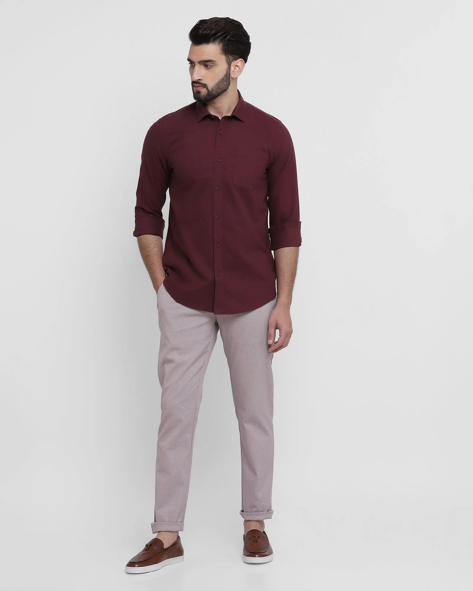 Slim Fit B-91 Casual Pink Solid Khakis - Louis