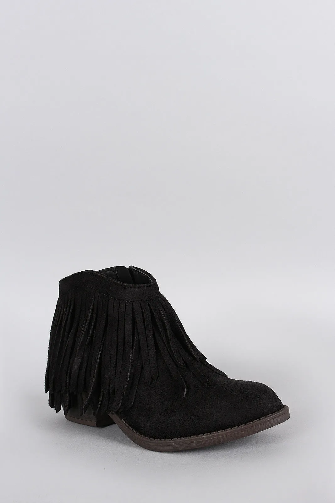 Soda Suede Fringe Ankle Bootie