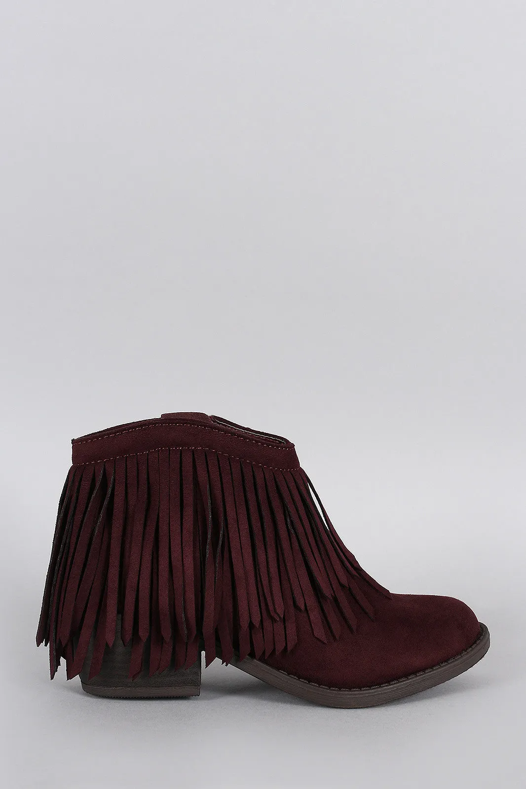 Soda Suede Fringe Ankle Bootie