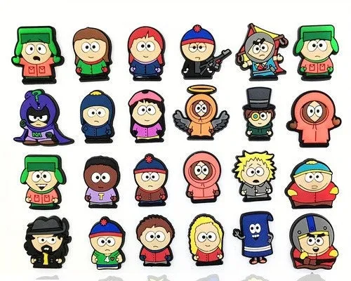 South Park Croc Charms,30pcs j Kids Shoe Charms, Croc Compatible Charms, Cartoon Croc Charms, Hoop Croc Charms,30pcs  Jibbitz Croc Charms