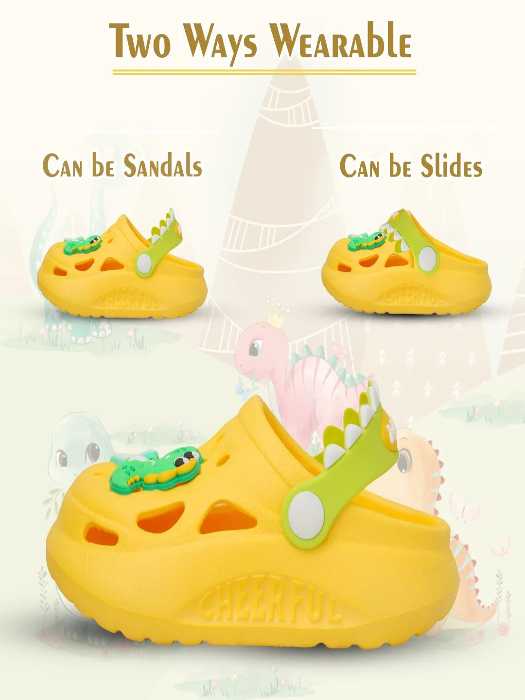 Sunshine Dino Delight Clogs for Boys - Vibrant Yellow