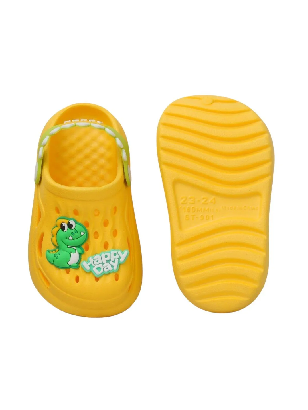 Sunshine Dino Delight Clogs for Boys - Vibrant Yellow