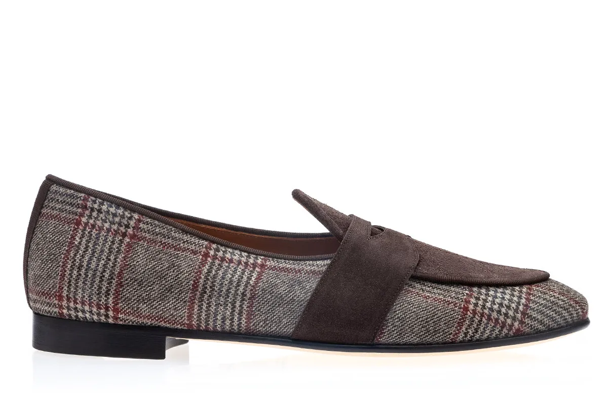 TANGERINE 9 TARTAN COCOA BELGIAN LOAFERS