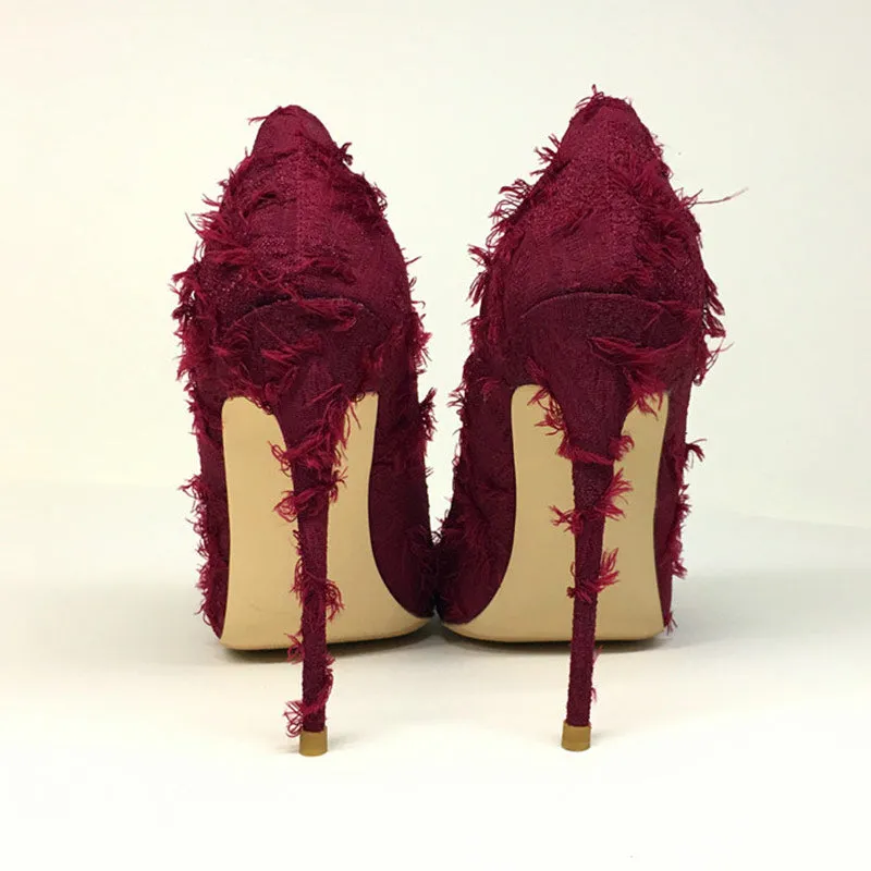 TasselLux Distressed Pointed Pumps