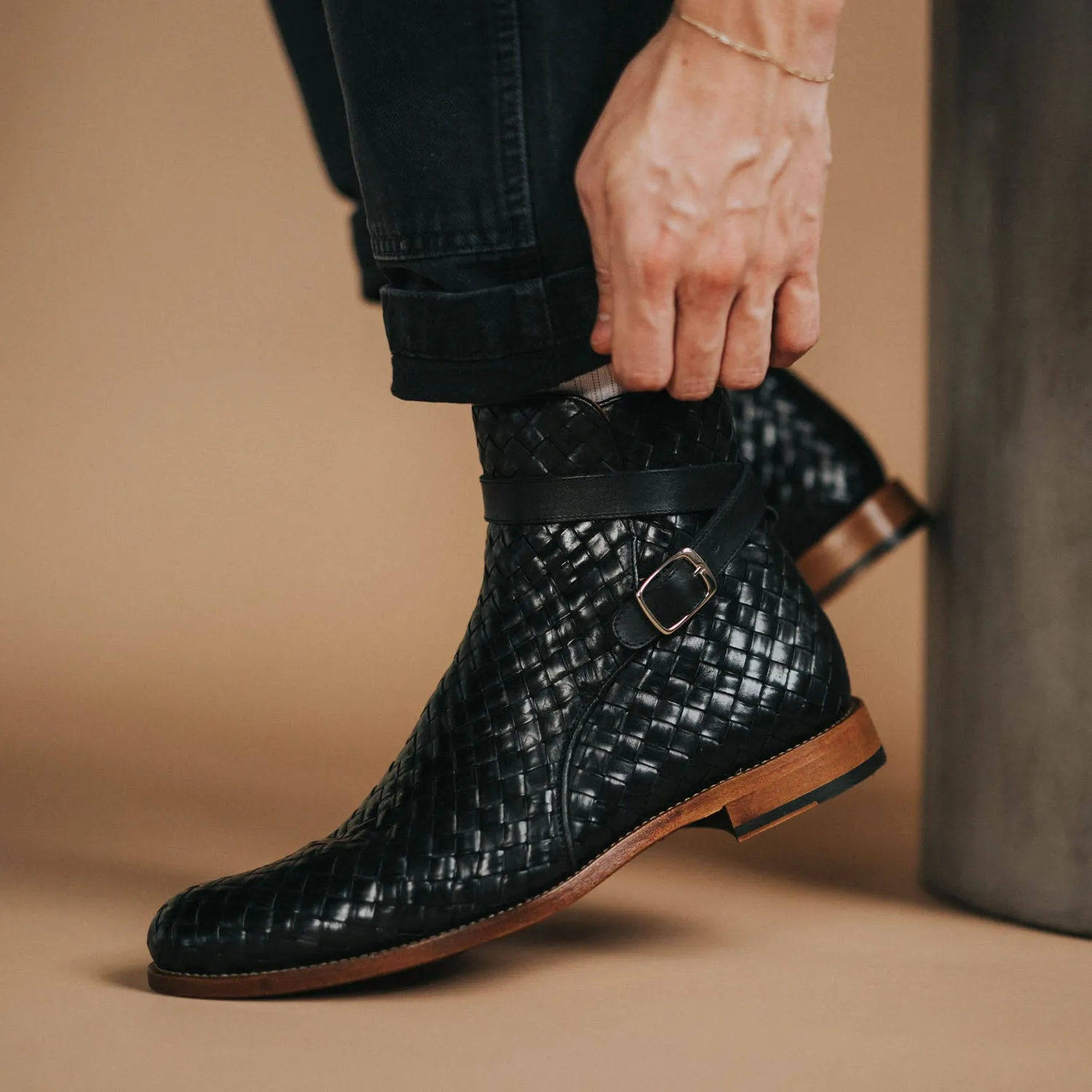 The Dylan Jodhpur Boot in Black Woven