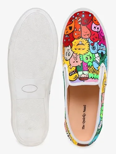 THE QUIRKY NAARI Color Me Up Slipons - Show Off Your Unique Flair | Multicolor | 3 UK