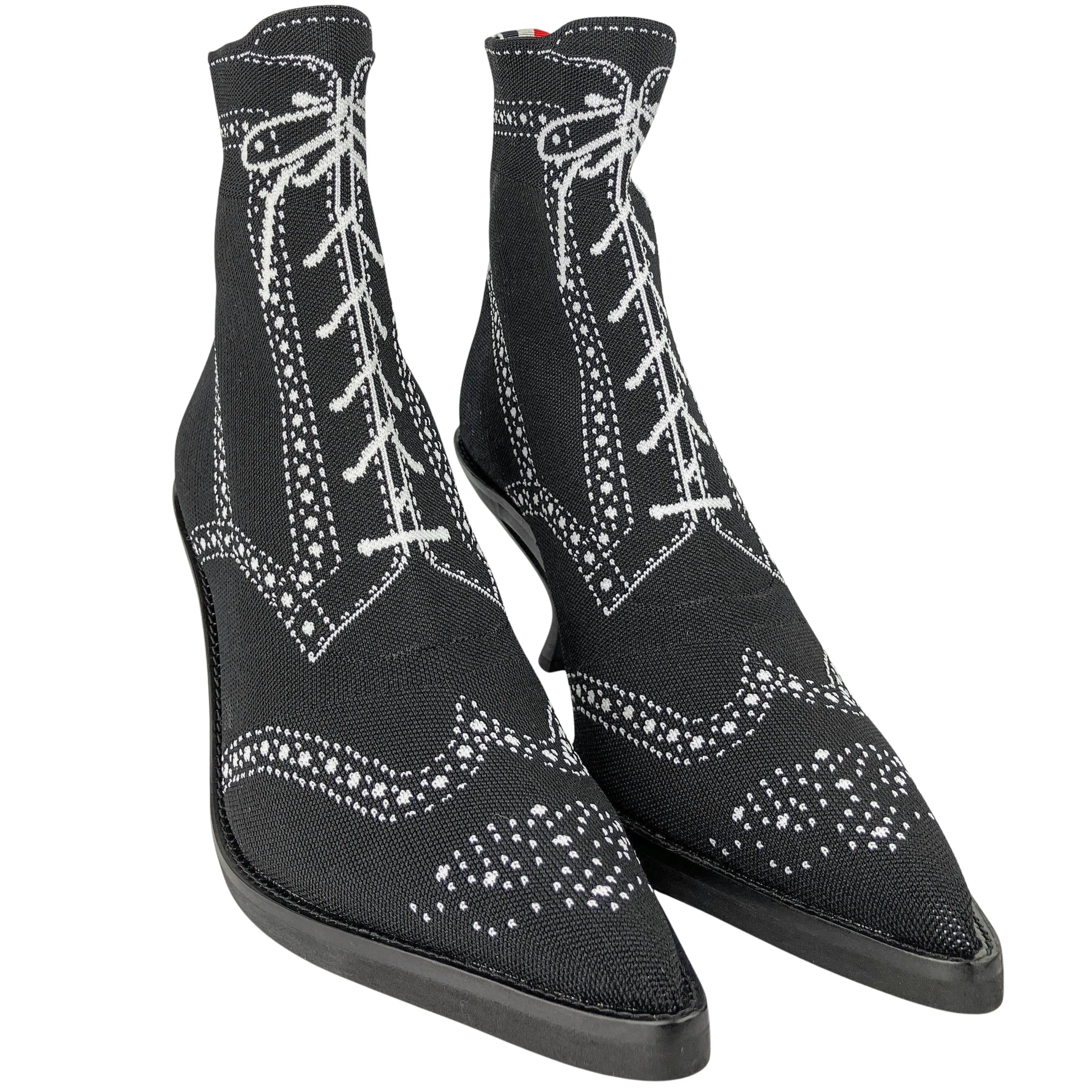 Thom Browne. Knit Trompe L'oeil Boots in Black/White