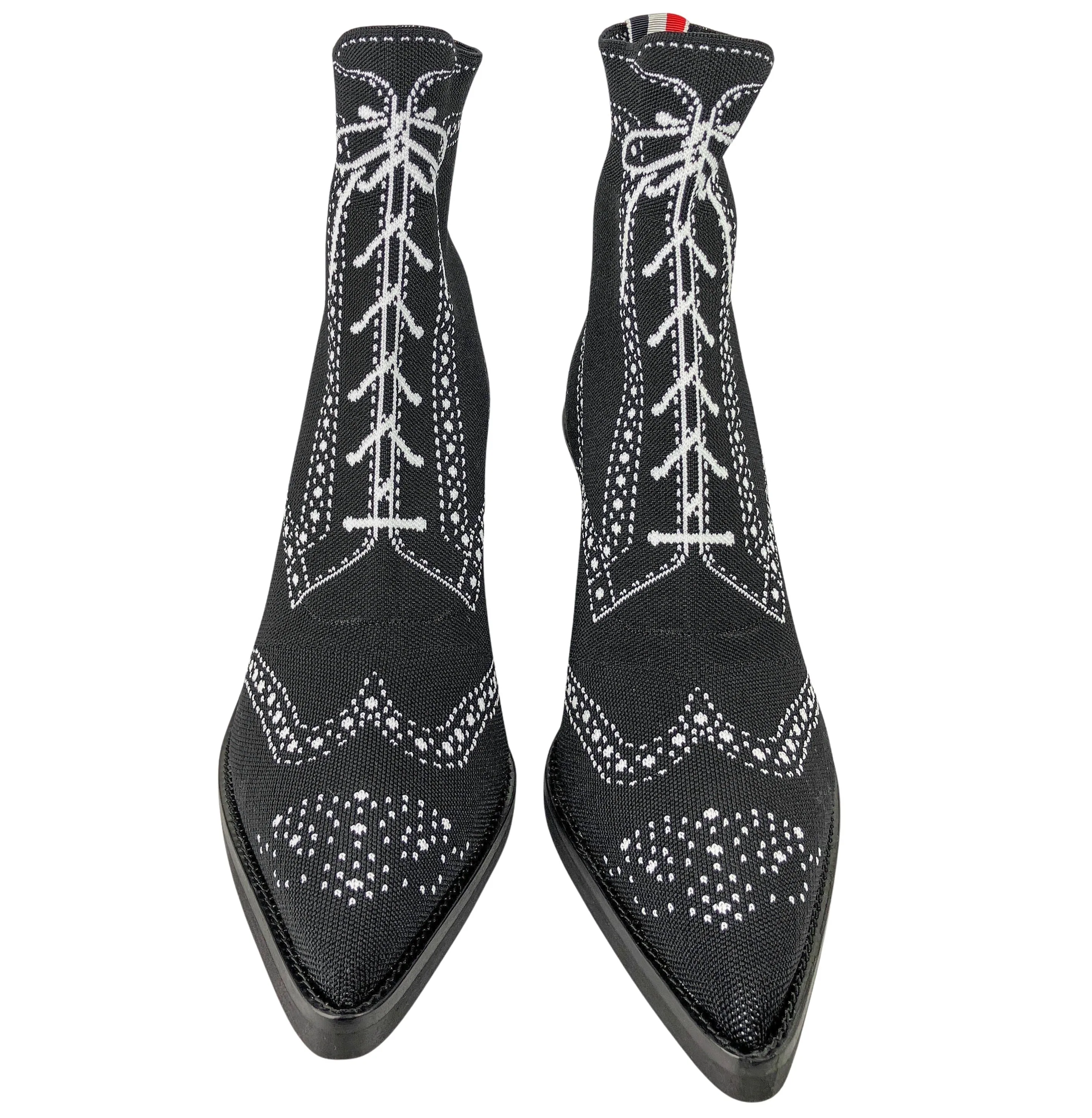 Thom Browne. Knit Trompe L'oeil Boots in Black/White