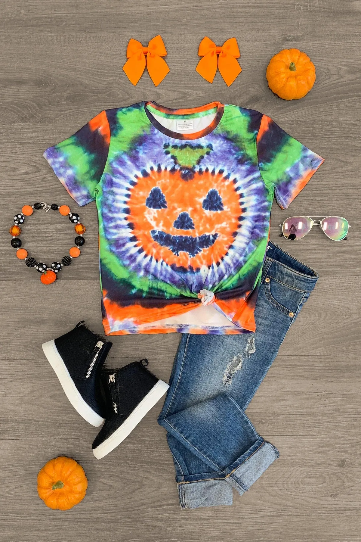 Tie Dye Pumpkin Short Sleeve Top