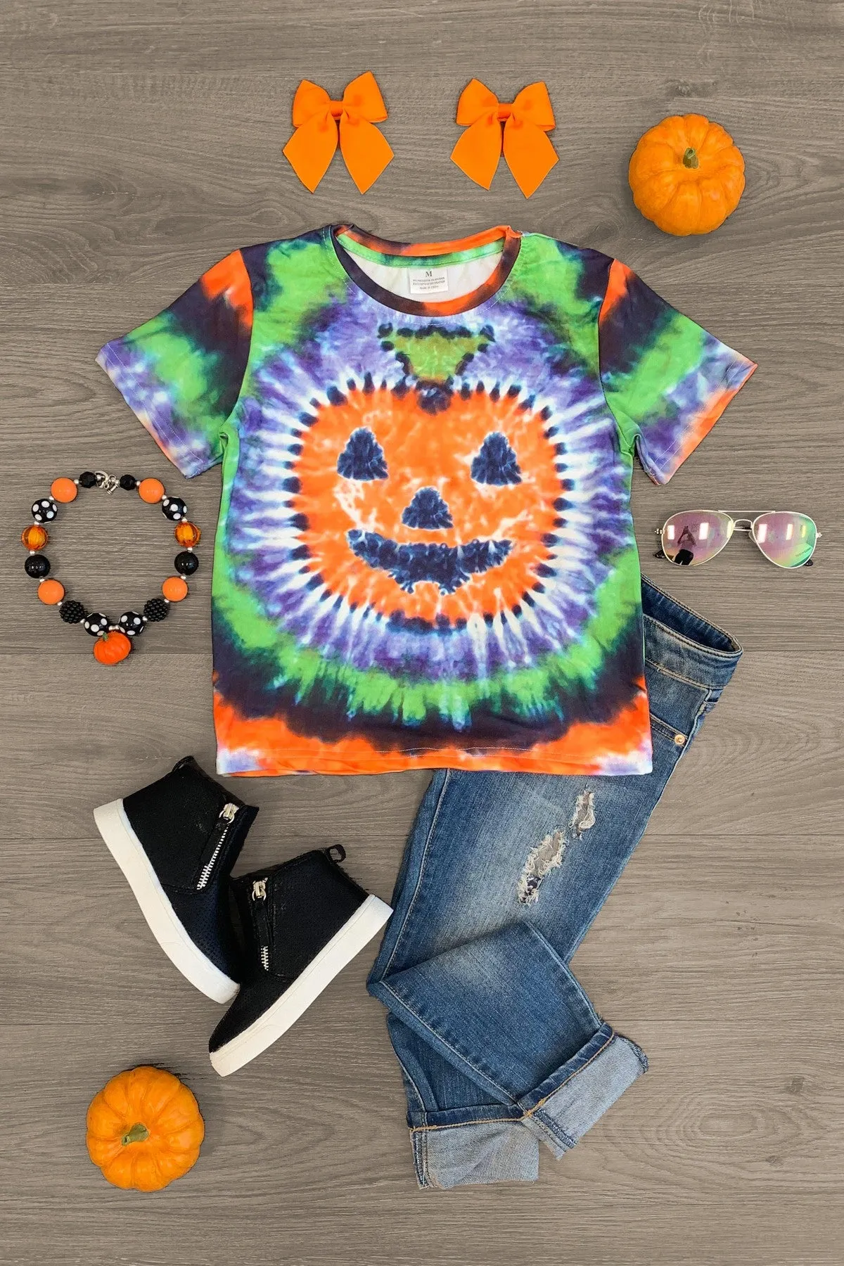 Tie Dye Pumpkin Short Sleeve Top