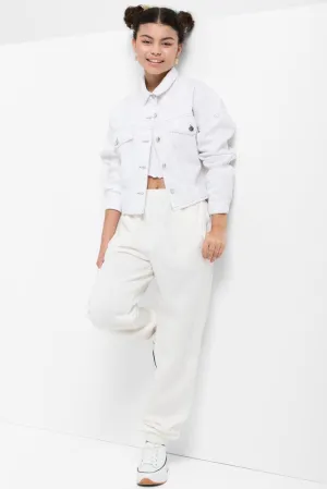 Trackpants With Elasticated Cuff White