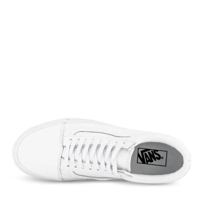 Vans Old Skool Adults Premium Leather White Unisex Clearance