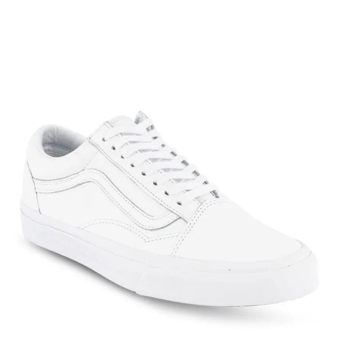 Vans Old Skool Adults Premium Leather White Unisex Clearance