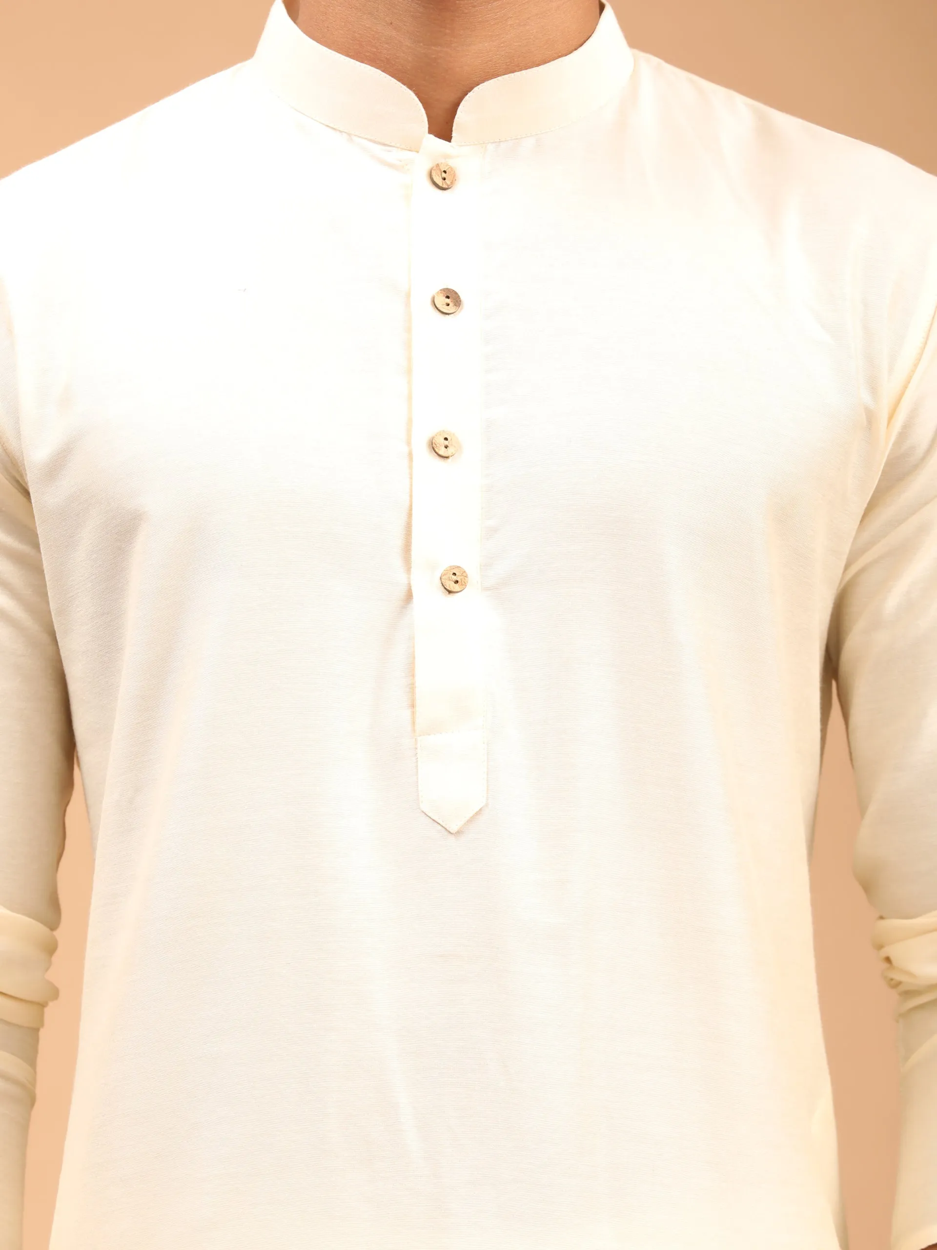 Vastramay Cream Kurta Pyjama Set