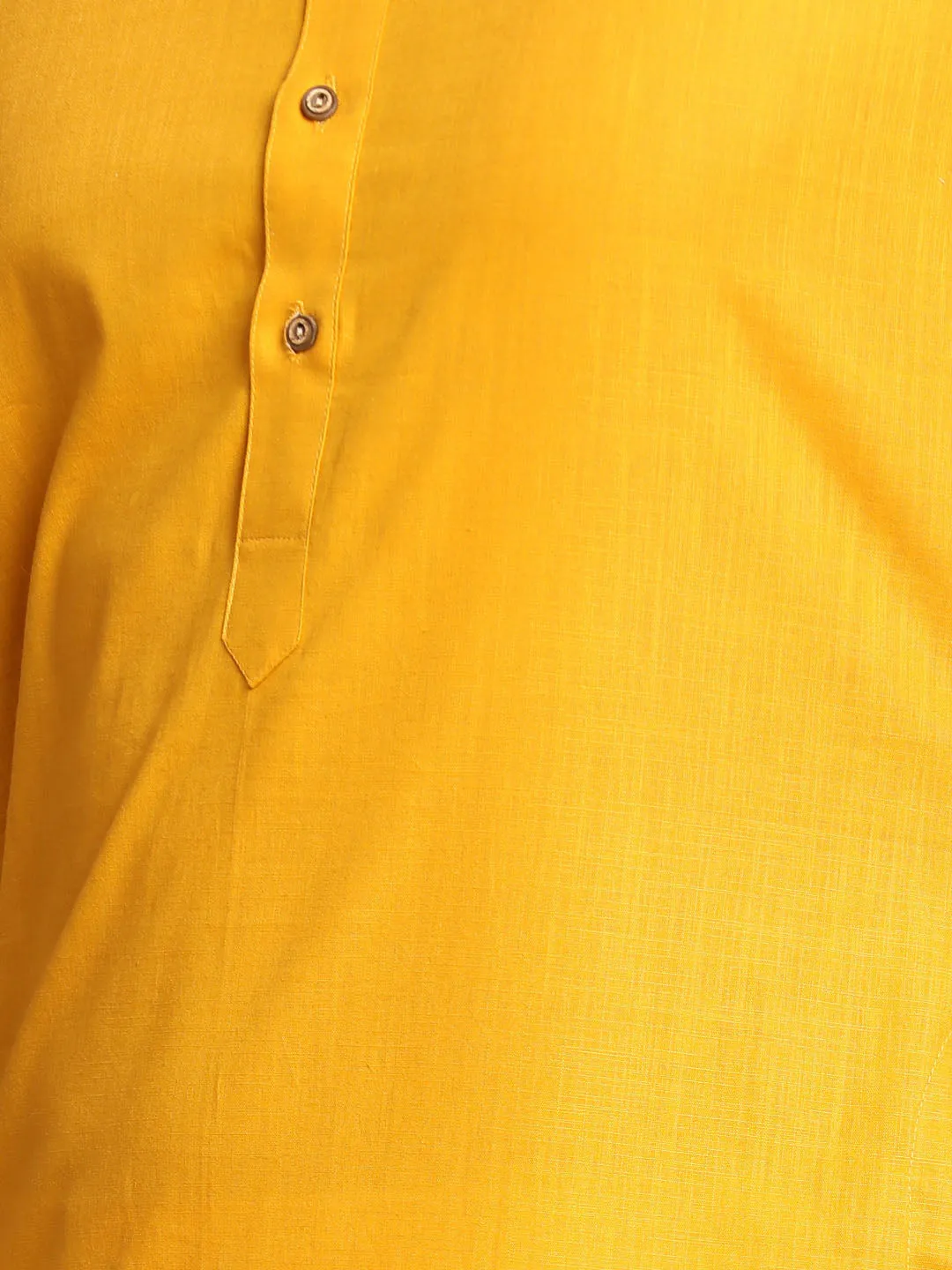 Vastramay Men's Mustard Solid Kurta Set