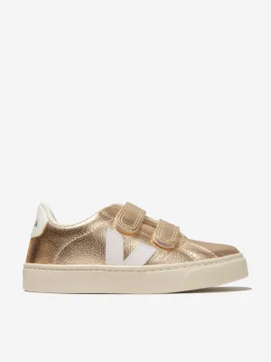 Veja Girls ChromeFree Leather Esplar Trainers in Gold