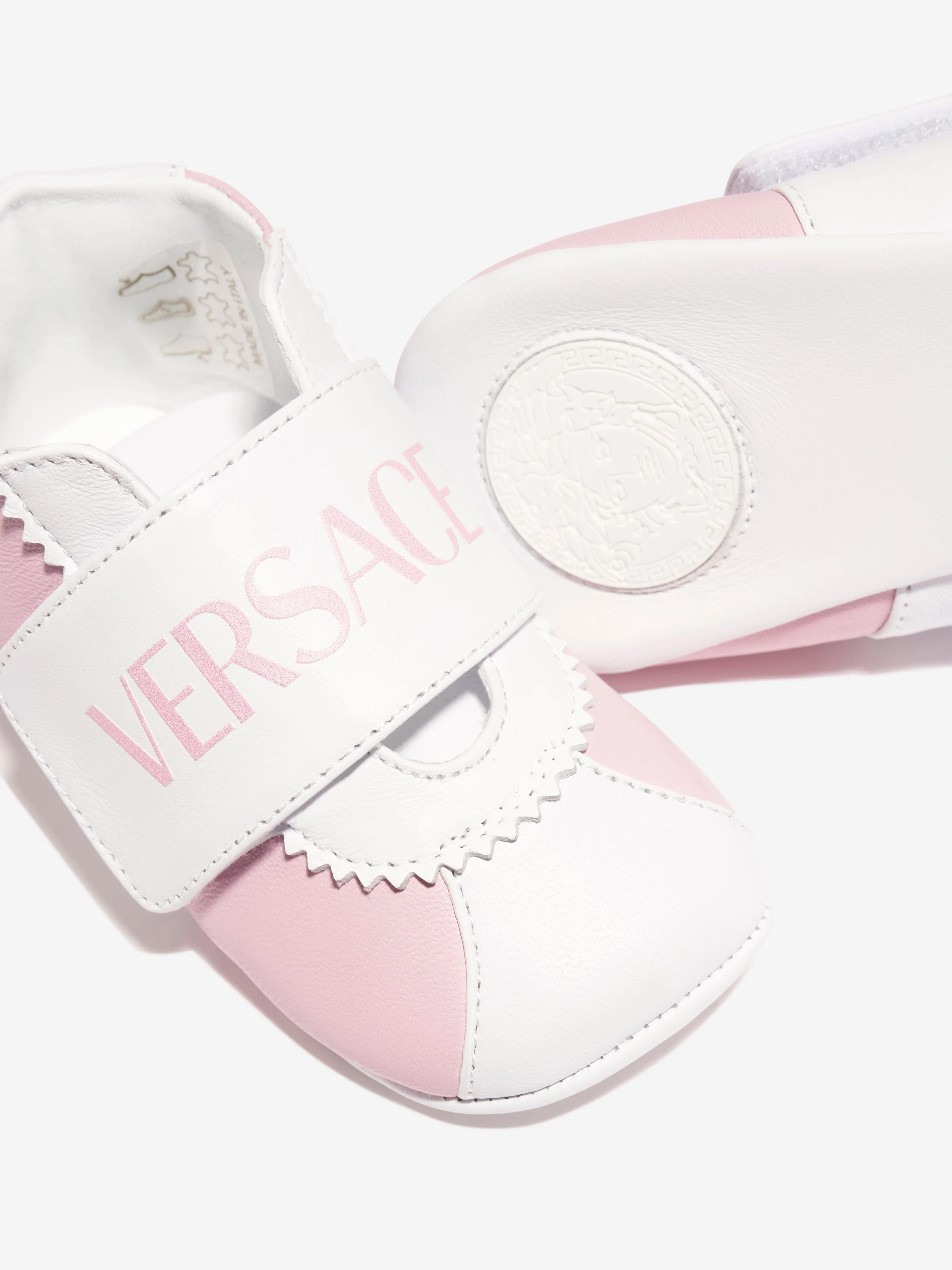 Versace Baby Girls Leather Pre Walker Trainers in Pink