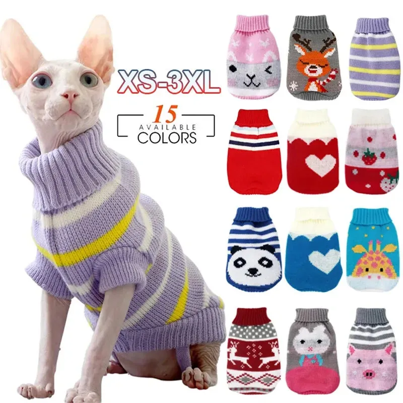 Warm Cat Clothes - Cozy Christmas Sweater for Cats - Festive Pet Clothing