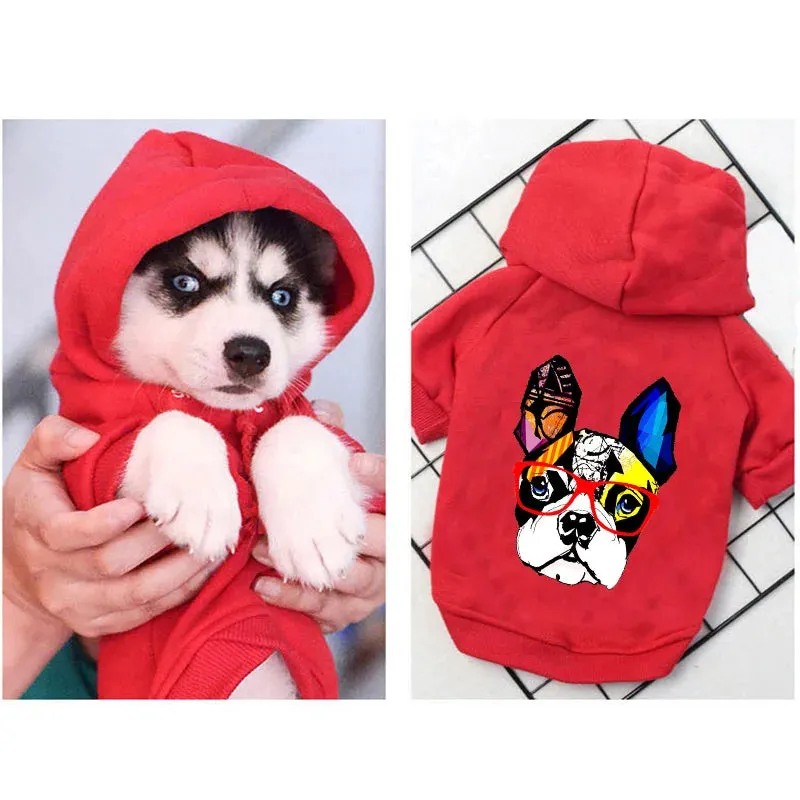 Warm Dog Hoodie for Winter - Cartoon Cotton Pet Clothing for Small to Medium Dogs, French Bulldogs - Ropa Perro for Outdoor Use