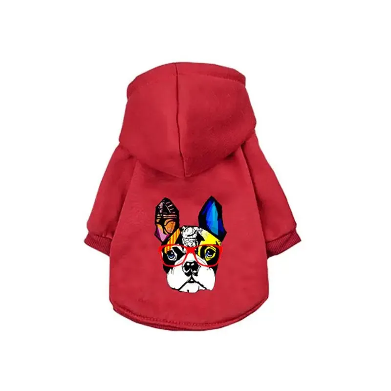 Warm Dog Hoodie for Winter - Cartoon Cotton Pet Clothing for Small to Medium Dogs, French Bulldogs - Ropa Perro for Outdoor Use