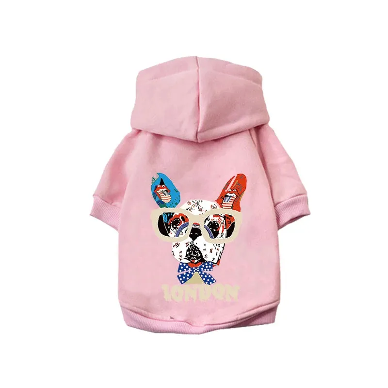 Warm Dog Hoodie for Winter - Cartoon Cotton Pet Clothing for Small to Medium Dogs, French Bulldogs - Ropa Perro for Outdoor Use