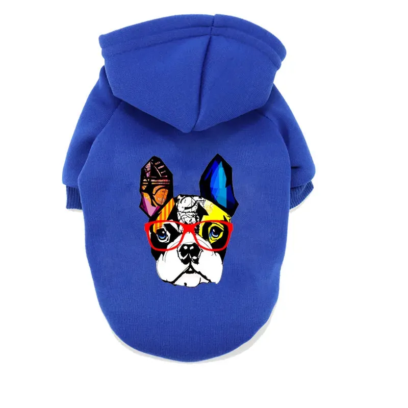 Warm Dog Hoodie for Winter - Cartoon Cotton Pet Clothing for Small to Medium Dogs, French Bulldogs - Ropa Perro for Outdoor Use