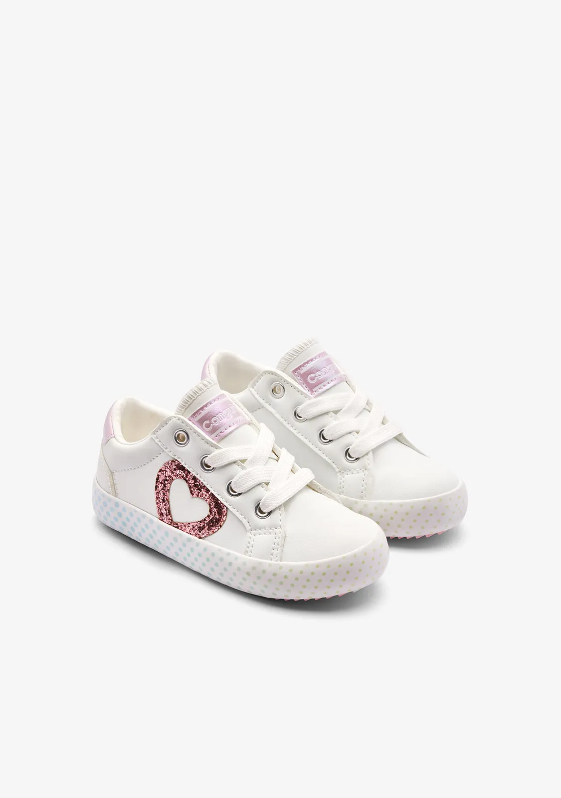 White / Multi Heart Sneakers