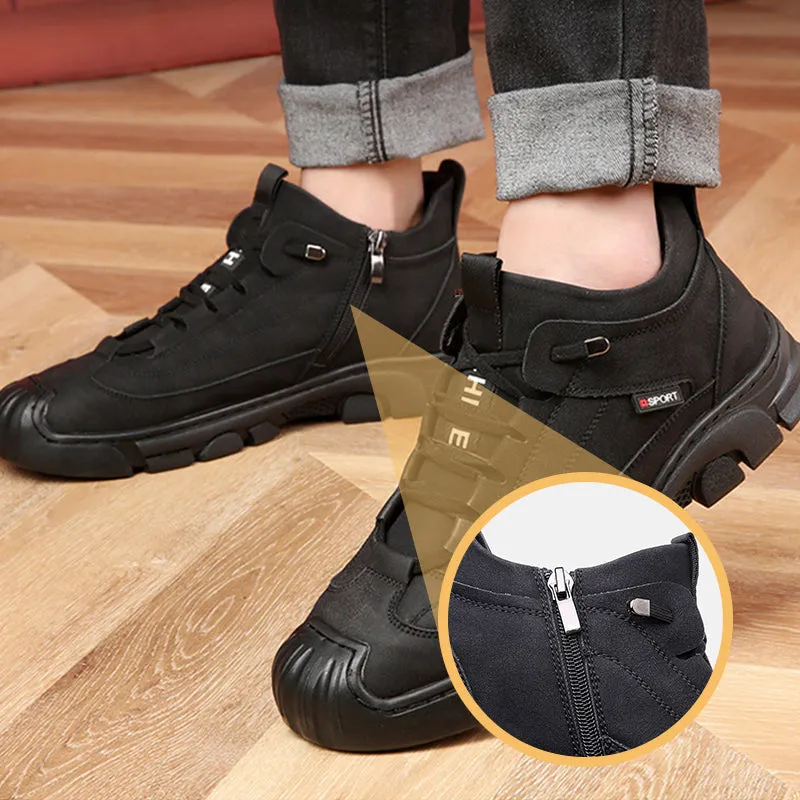 🎁[Winter Gift] Men's Faux Wool Lining Leather Sneaker  （50% discount  Free shipping）