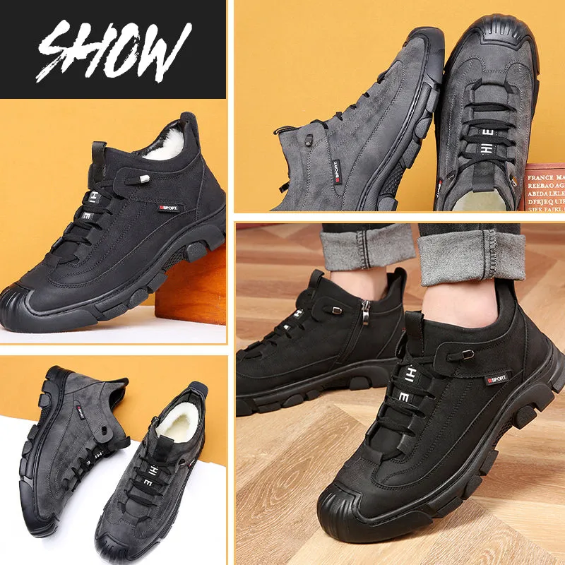 🎁[Winter Gift] Men's Faux Wool Lining Leather Sneaker  （50% discount  Free shipping）