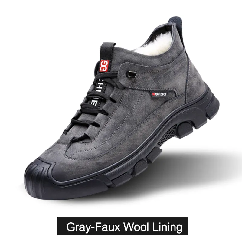 🎁[Winter Gift] Men's Faux Wool Lining Leather Sneaker  （50% discount  Free shipping）