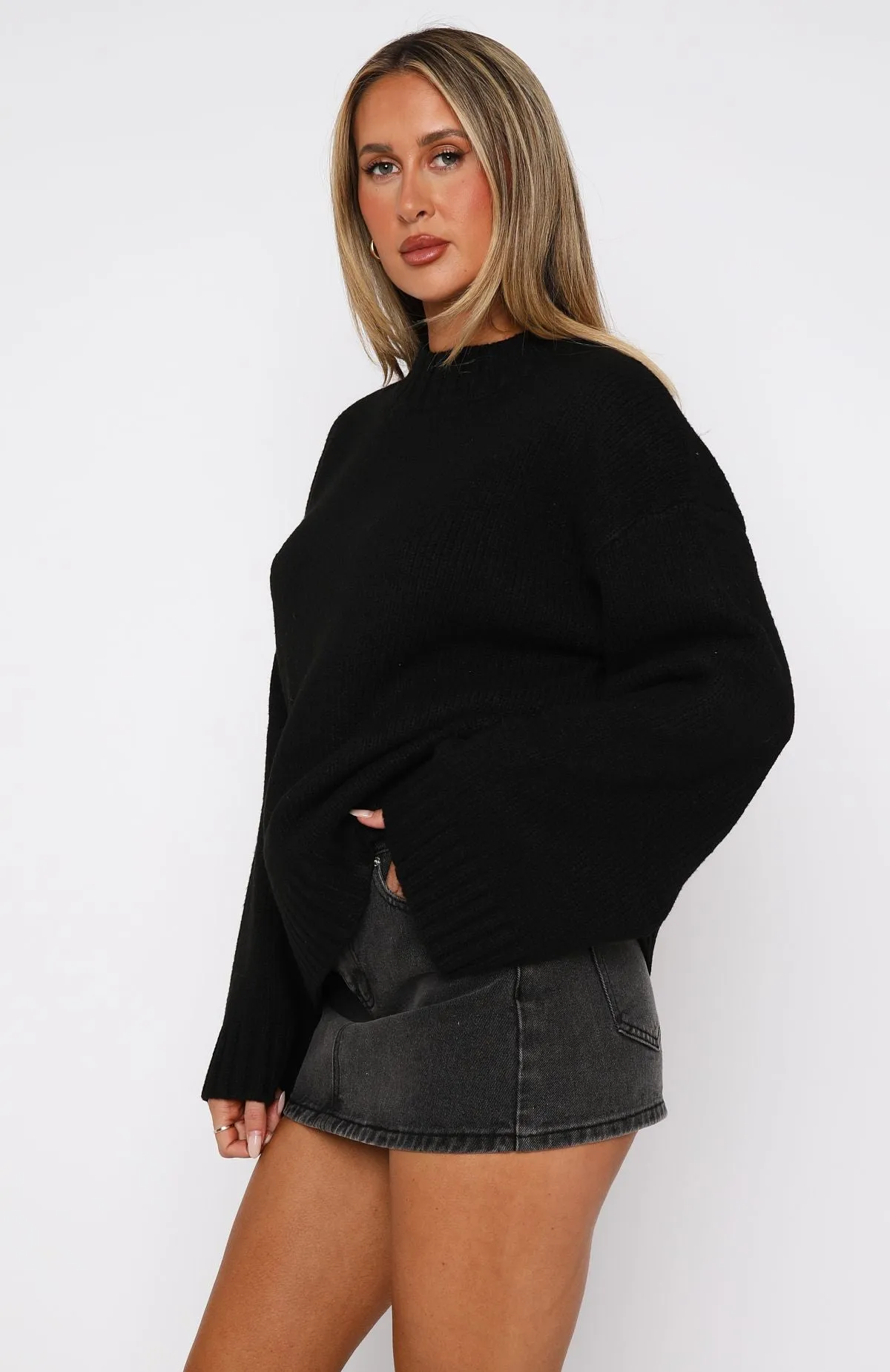 Winter's Chill Knit Sweater Black