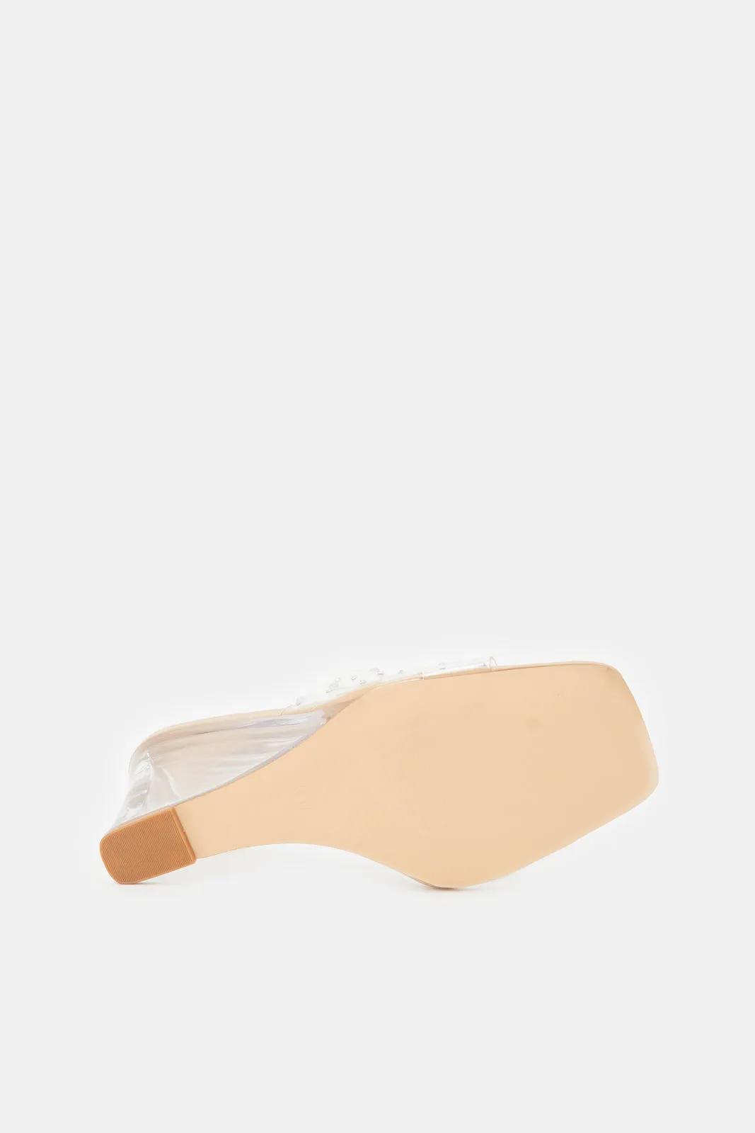 Women Beige Embellished Vinyl Wedge