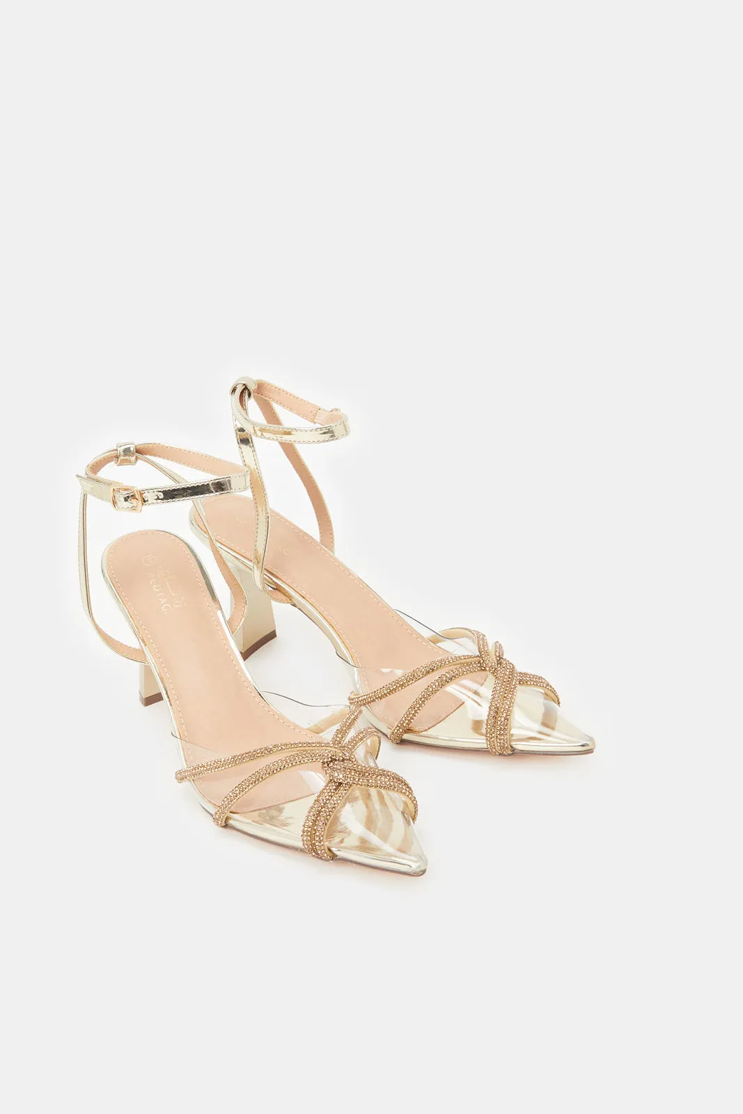 Women Gold Embellished Stiletto Sandal