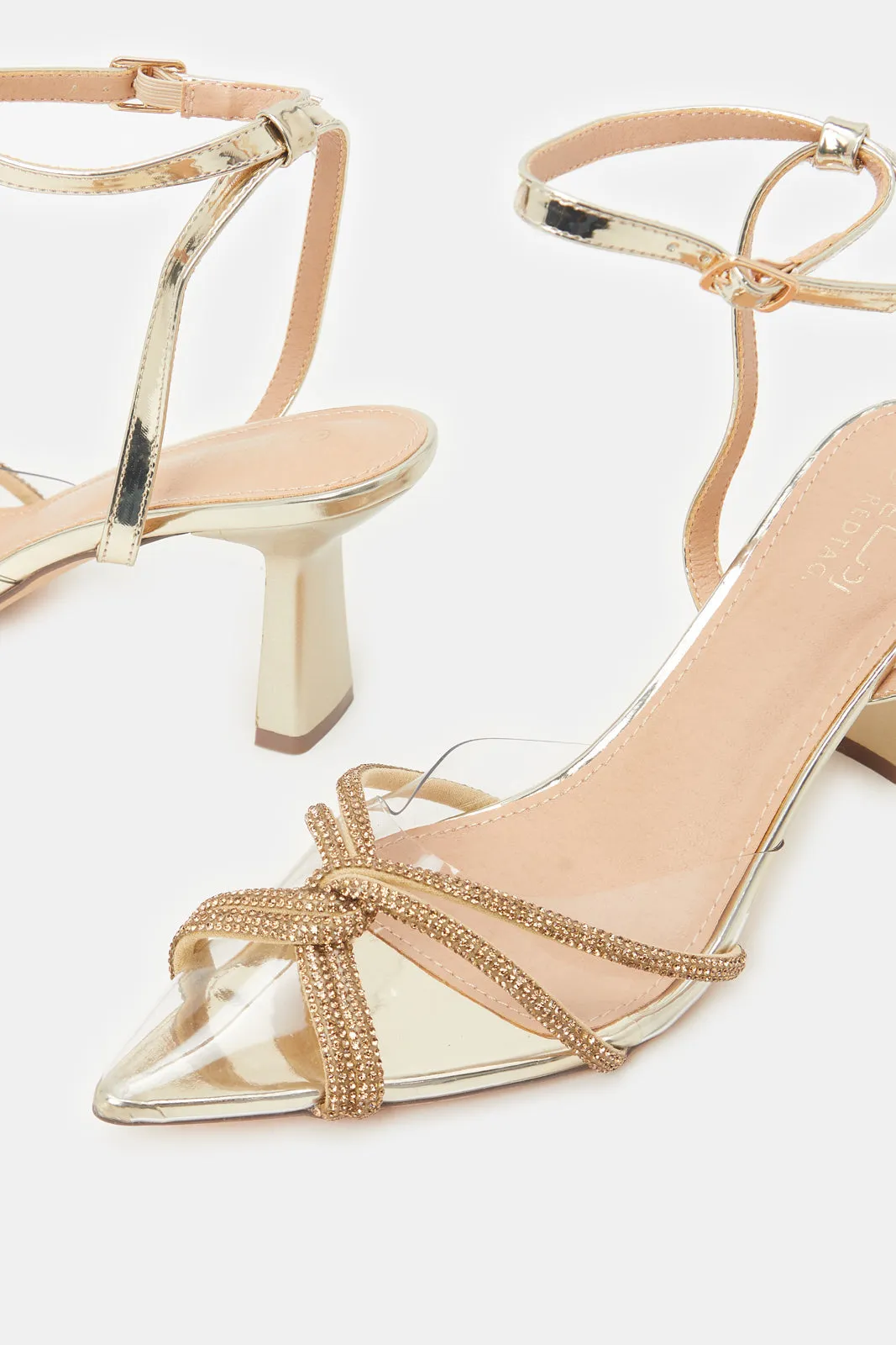 Women Gold Embellished Stiletto Sandal