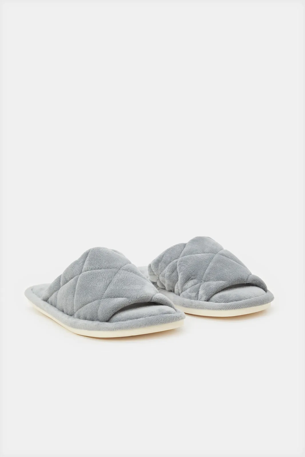 Women Grey Quilted Slipper