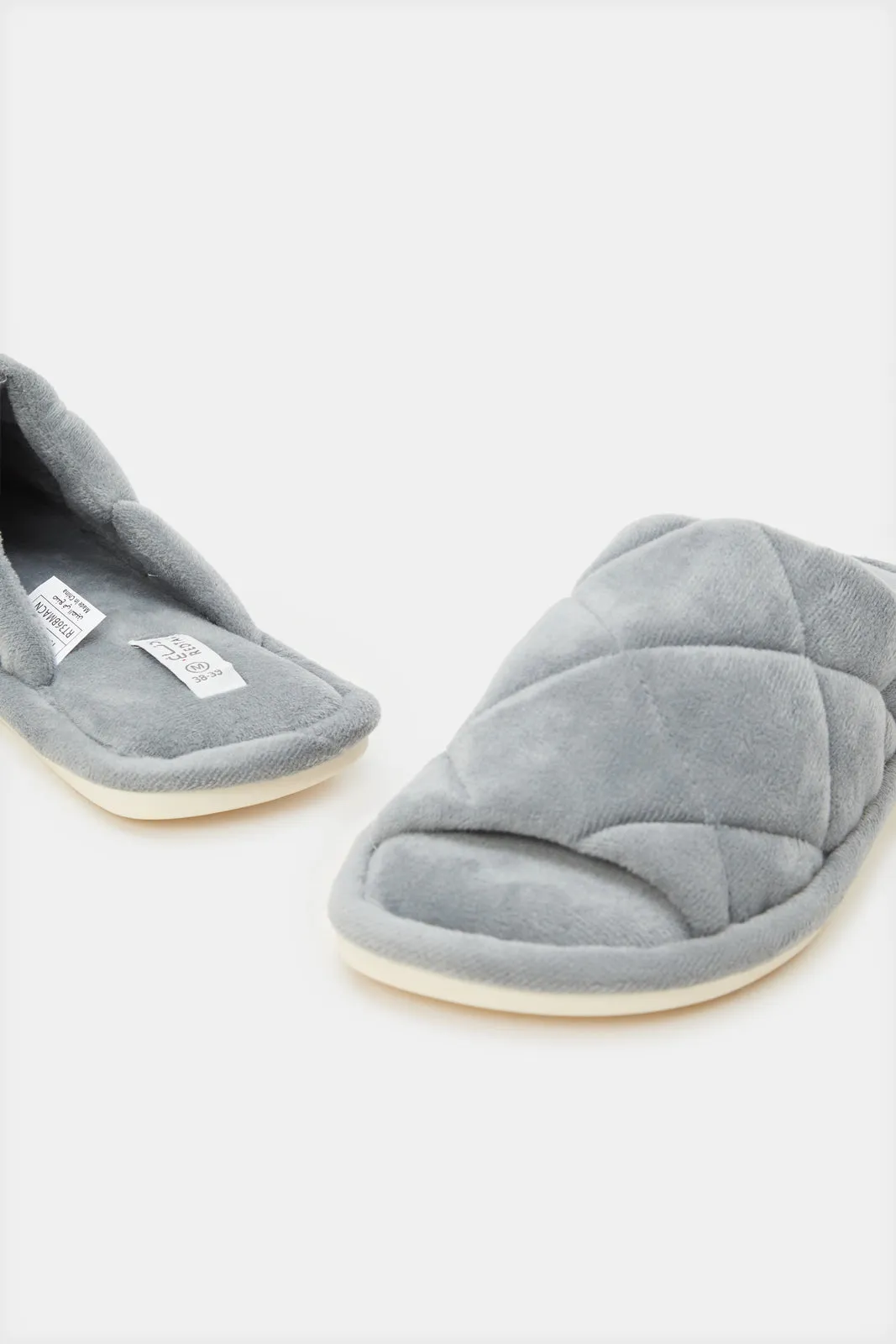 Women Grey Quilted Slipper