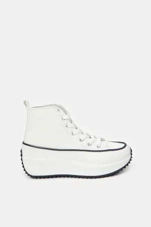 Women White Patent High Top Sneakers